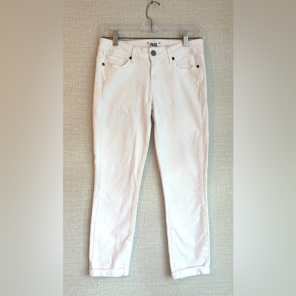 Paige Jeans Womens Size 26 White Kylie Crop Stretch Cuffed Classic Causal Beachy